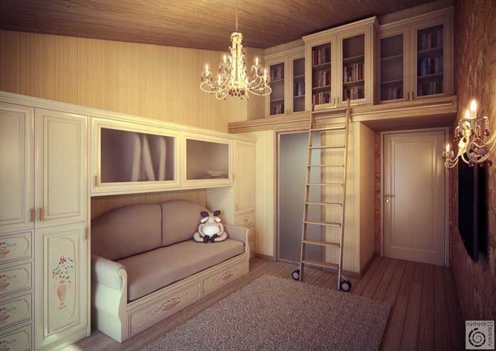 Детская спальня, дизайн для девочки в классическом стиле