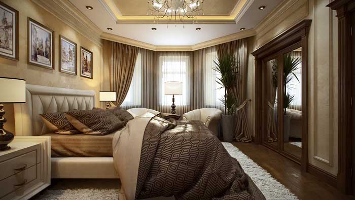 Светлая спальня в классическом стиле