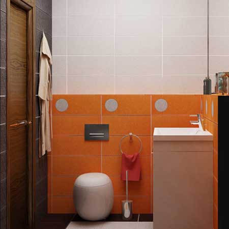 Дизайн ванной оранжевого цвета