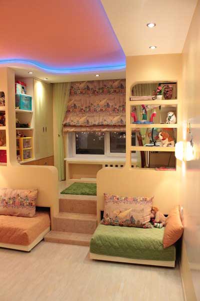 Дизайн маленькой детской комнаты для двух девочек