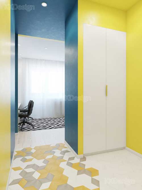 Дизайн коридора в однокомнатной квартире студии со встроенным шкафом
