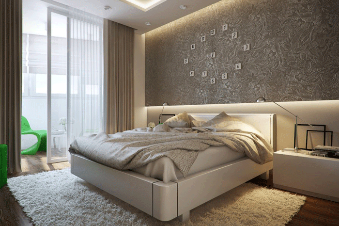 Оформление спальни с лоджией в современном стиле