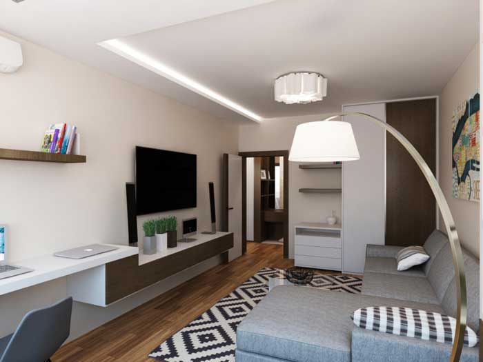 Дизайн интерьера однокомнатной квартиры фото 40 кв м