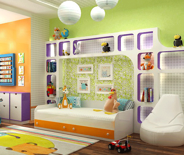 Спальное место для ребенка дизайн. Светлые обои на стенах