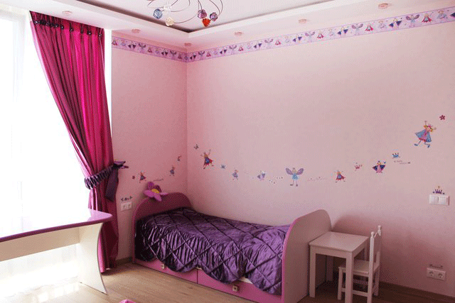Интерьер розовой детской для девочки. Комната феи