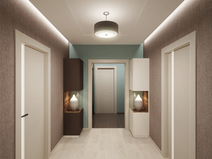 Дизайн коридора с комбинированными обоями