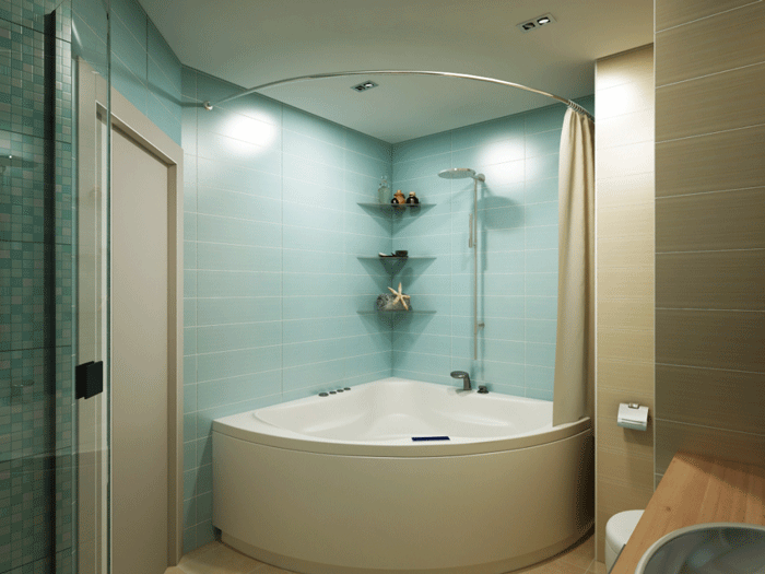 Ванная комната 5, 6 ,7 кв.м. Точечные светильники в ванной