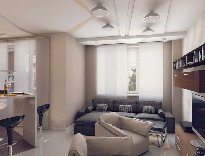 Дизайн квартиры студии 18, 19, 20 кв.м в стиле минимализм