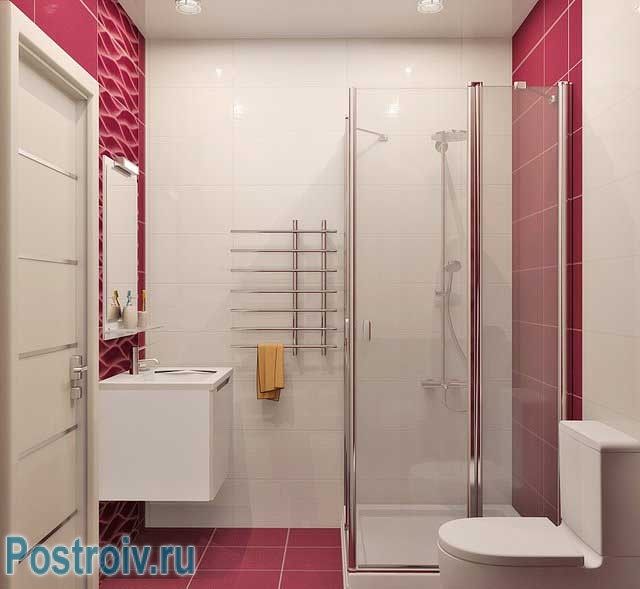 Сиреневый цвет в интерьере ванной комнаты, совмещенной с туалетом 5 - 6 кв. м.