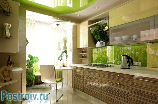 Дизайн кухни коричнево-зеленого цвета