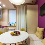 Дизайн современной кухни 8 кв. метров фиолетового и белого цвета. 17 фото