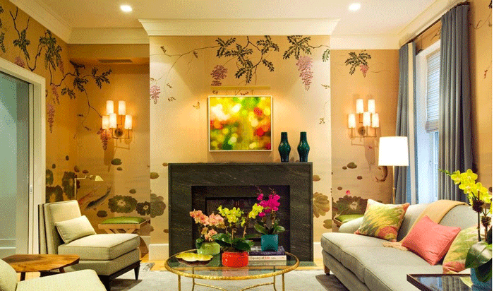 Цветовое оформление гостиной в ярких цветах - Фото