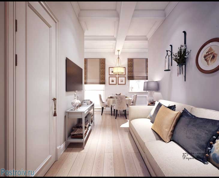 Светлая 1-комнатная квартира в стиле нео классика. Фото