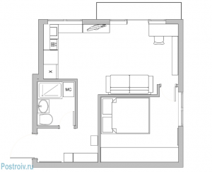 Дизайн 1 комнатной квартиры 35 кв м в панельном доме
