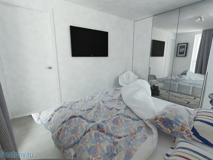 Вот так выглядит спальня в двухкомнатной квартире. Фото