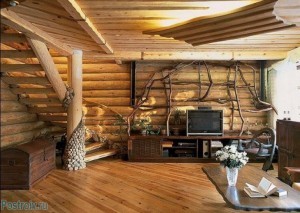 Интерьер деревянного дома из бревна внутри фото