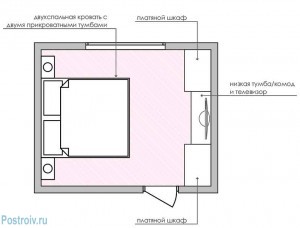 Планировка спальной комнаты 12 кв м