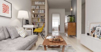 Дизайн 2 комнатной квартиры 60 кв. м. Ретро стиль с элементами скандинавского