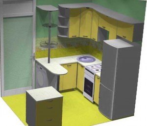 Планировка кухни 7 метров с холодильником и стиральной машиной