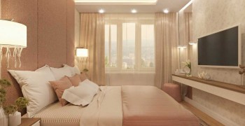 Дизайн розовой спальни 11 кв. м. Фото
