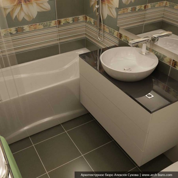 Дизайн проект ванной 3 кв м