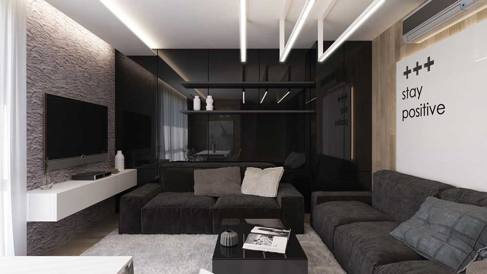 glossy-black-interior-wall