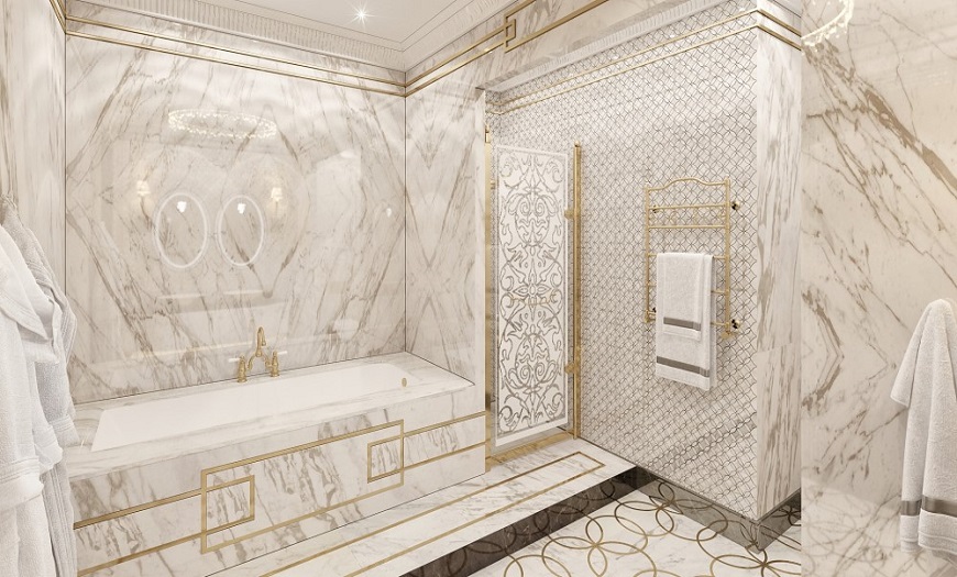 Ванная комната в стиле арт-деко. 