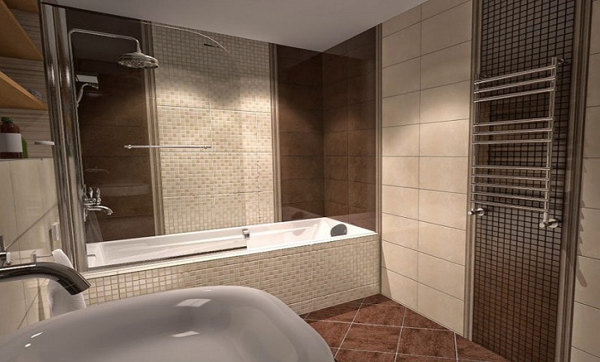 коричневая ванная комната 