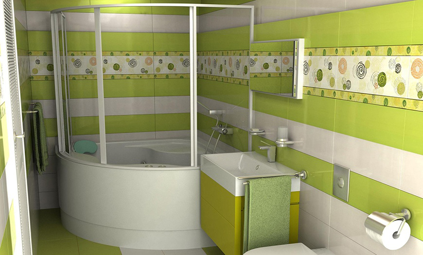 Зеленая ванная комната 