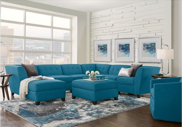 Мягкая мебель в гостиную лазурного цвета