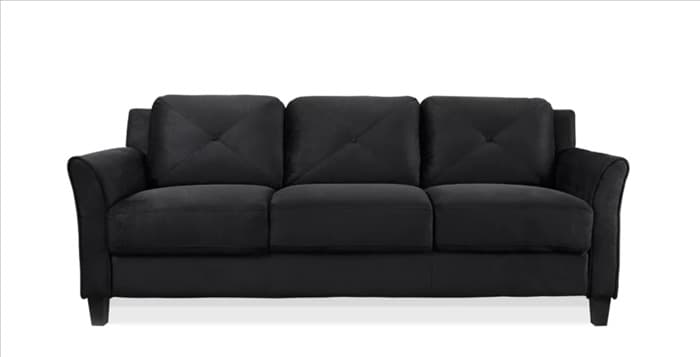 Черный кожаный диван на прозрачном фоне