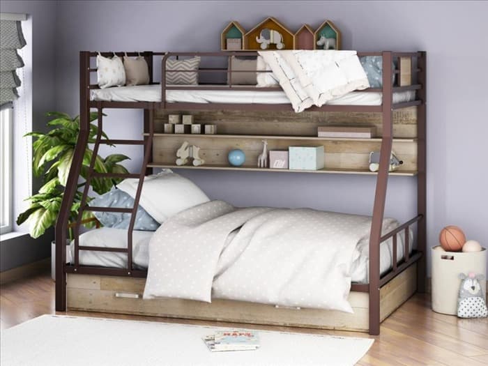 Идеи двухъярусной кровати в спальне - 72 фото