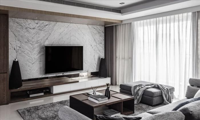 ТВ зона в гостиной в современном стиле