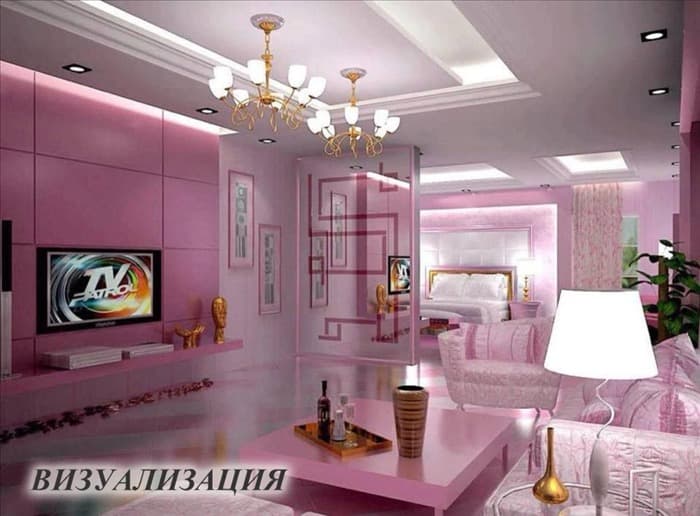 Гостиная в розовом стиле