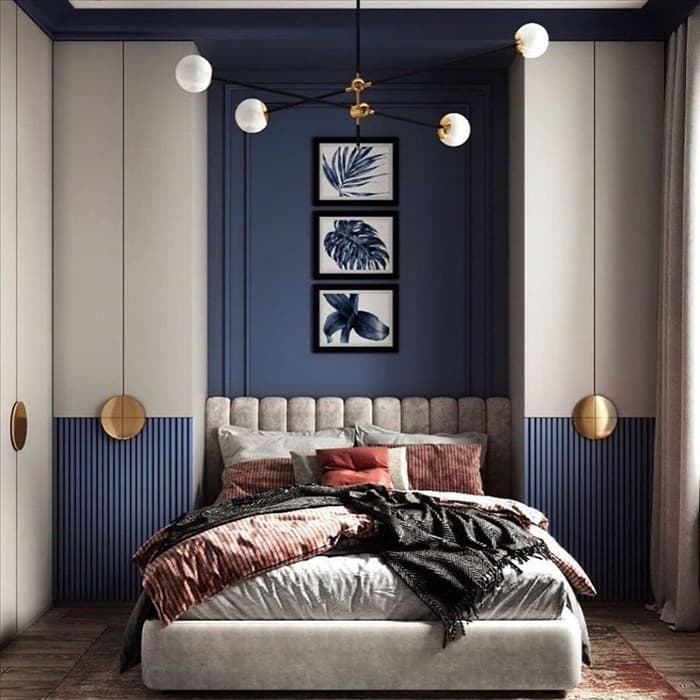 Спальня с синей мебелью
