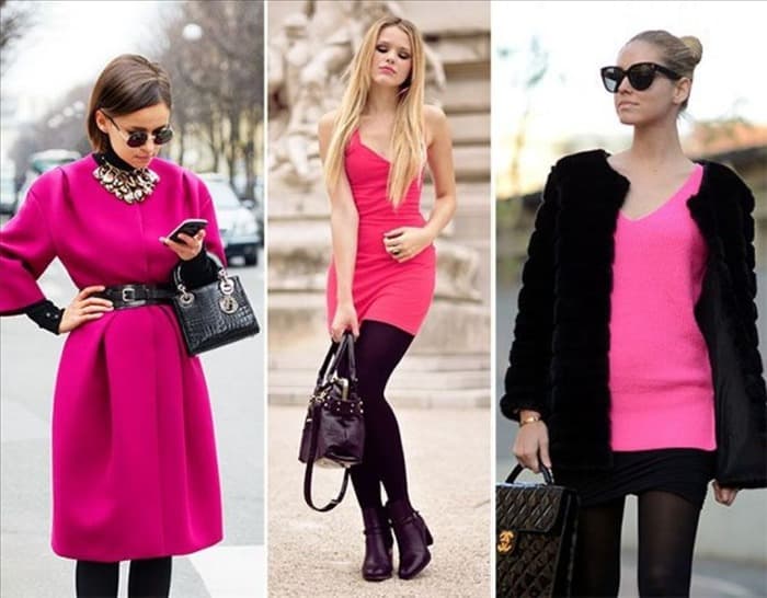 Сочетание черного и розового в одежде