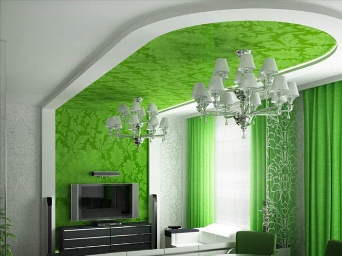 Зеленый цвет натяжного потолка